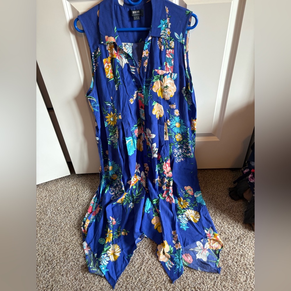 Anthropologie Blue Floral Midi Dress - Picture 4 of 11